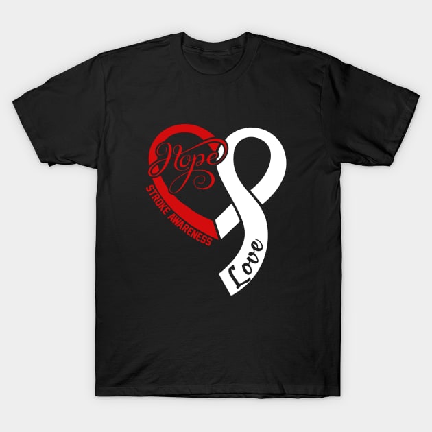 Stroke Awareness Hope Love Heart Ribbon Happy Valentines Day- Love Shouldn't Hurt Stop T-Shirt by DAN LE